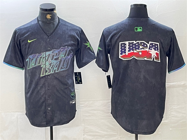 Men's Tampa Bay Rays Team Big Logo Charcoal 2024 City Connect Limited Stitched Baseball Jersey Men's Tampa Bay Rays Team Big Logo Charcoal 2024 City Connect Limited Stitched Baseball Jersey